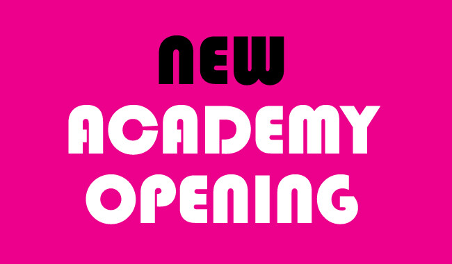 New academy opening sign.