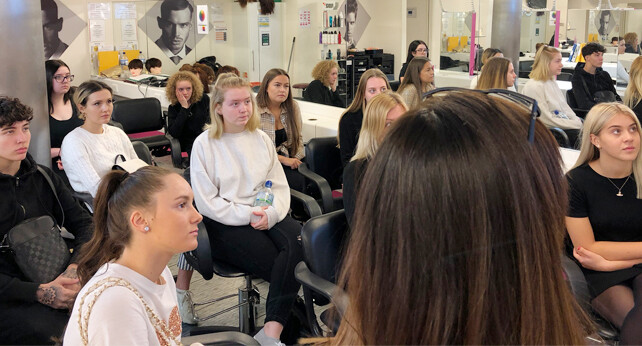 Students in a lesson at the Alan d Hairdressing Academy
